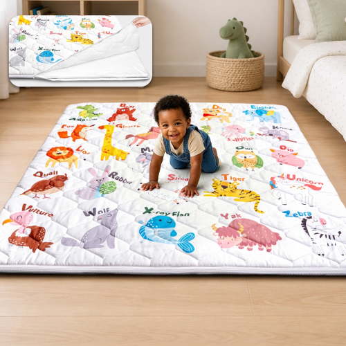 Zenkitch Baby Play Mat,Removable Washable Cover,50" × 50" ,Soft and Non-Slip for Infants and Toddlers, Suitable for Playpen and Floors