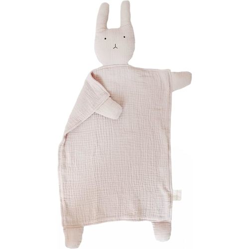 Marlowe & Co Organic Cotton Muslin Bunny Lovey Security Blanket, 12 in x 15 in (Natural Sand)