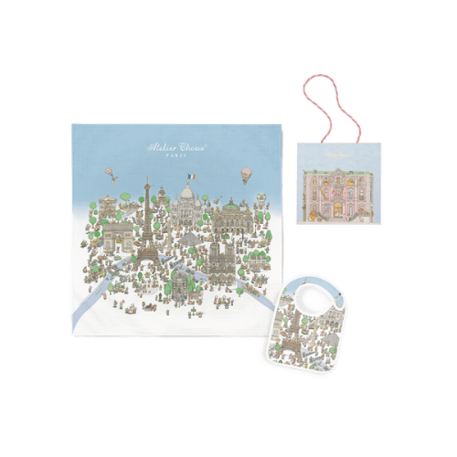 Carré & Satin Bib Set - Paris