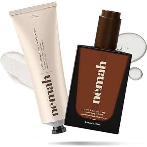 Perfect Belly Duo - Nourishing Belly Oil and Revitalizing Stretch Mark Cream, Stretch Mark Oil for Pregnancy Ultra-Hydrating Stretch Mark Cream for Pregnancy, Postpartum and Essentials - Nemah