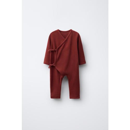 SOFT TOUCH LONG JUMPSUIT WITH TIES - Red | ZARA United States