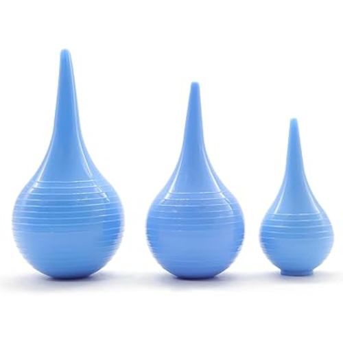 3 Pack Hand Bulb Ear Syringes, Soft Reusable Rubber Suction Ear Bulb Syringe Ball, Ear Washing Squeeze Bulb, Baby Ear Cleaning Bulb for Kids, Adults, Pet (3 Sizes)