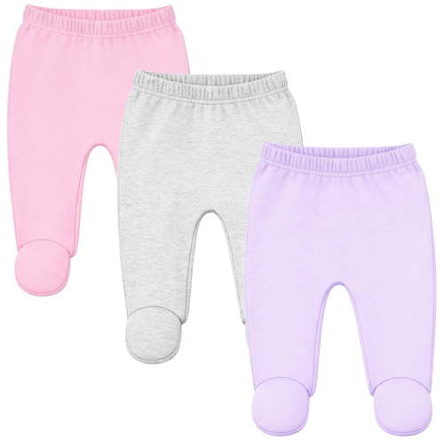 Baby Soft Cotton Spandex Pants with Feet 0-3 Months