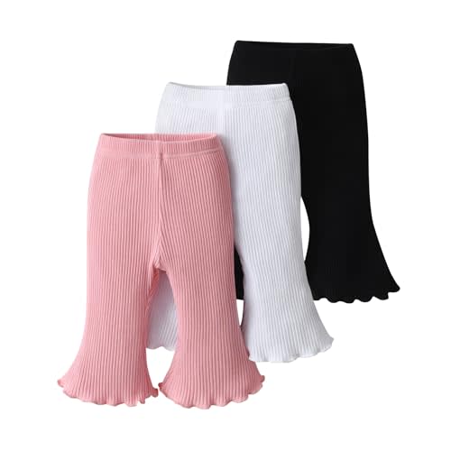 Lala Bear Baby Girl Infant 3 Pack Solid Pants and Casual Leggings