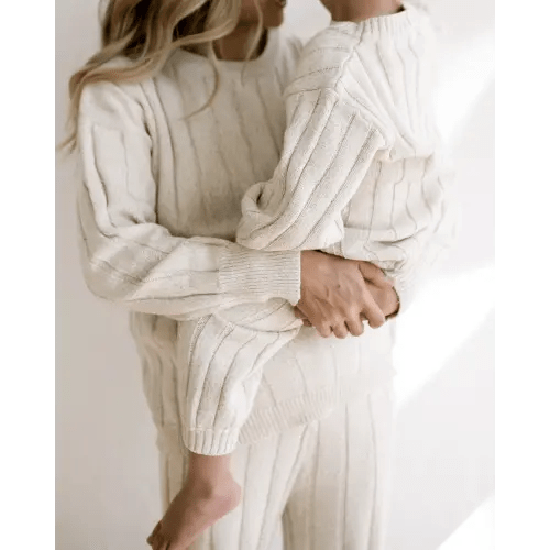 Children’s Wide Ribbed Knit Pant ‘Oatmeal’