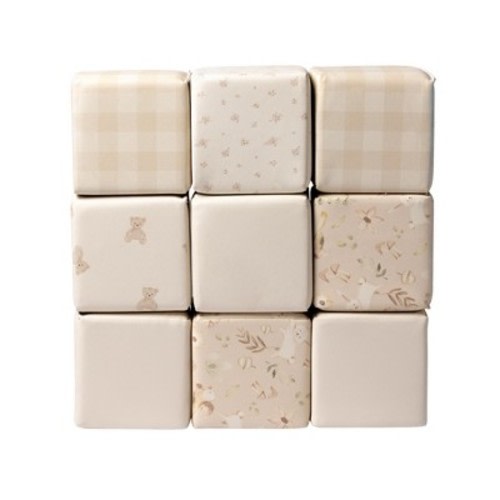 KIDKII 9 Piece Set Mini Builder Cubes Soft Foam Stackable Toddler Blocks, Beige