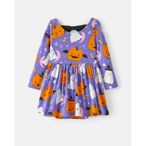 Moonlit Magic Purple Bow Back Skater Dress with Bodysuit