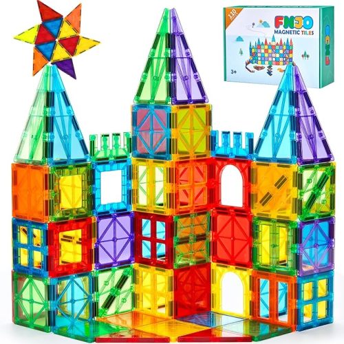 FNJO Magnetic Tiles, 110PCS Magnet Building Set, Magnetic Building Blocks,Construction STEM Learning and Playing Toys for Kids, Montessori Toy for Preschool Boys Girls