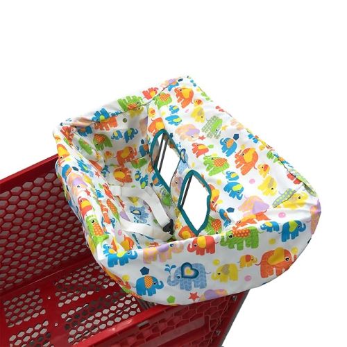 Portable Shopping Cart Cover, High Chair and Grocery Cart Covers for Babies, Kids, Infants & Toddlers, Attached Carry Bag (Simple Elephant)