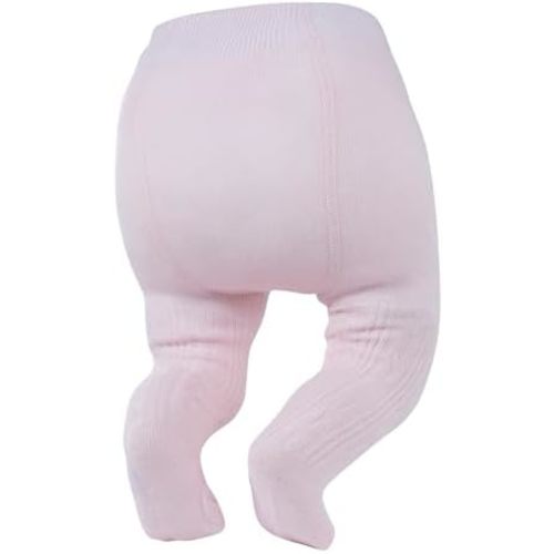 Zando Opaque Cotton Tights for Baby Girls, Infants & Toddlers, Cozy Winter Leggings with Cable Knit Design, Size 0-3M to 6-7T