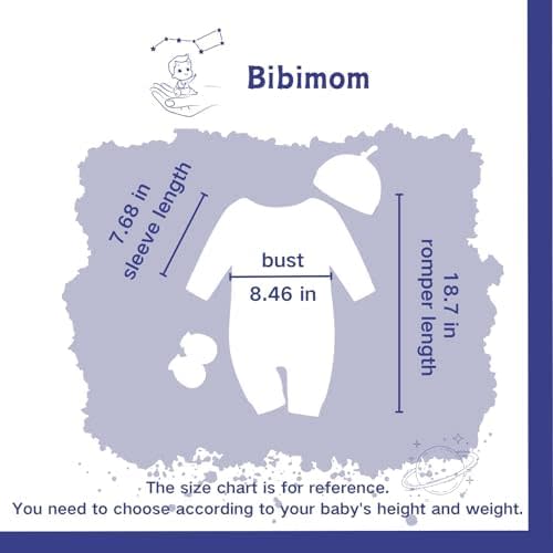 Bibimom Infant Boy Clothes 0-3 Months Knit Round Crew Neck Snap Closure Blue Romper