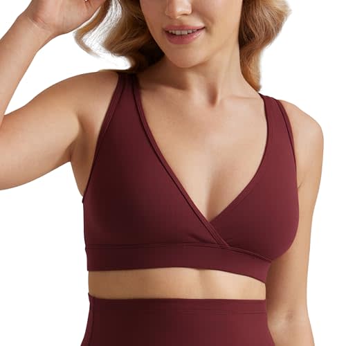 CRZ YOGA Butterluxe Maternity V Neck Nursing Bras - Wireless Sleep Breastfeeding Lounge Womens Pregnancy Bralette Comfy