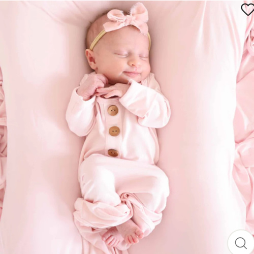 Solid Blush Newborn Baby Knot Gown | Caden Lane