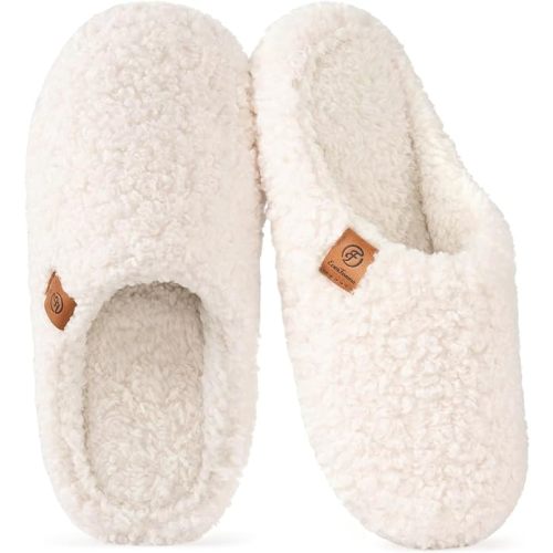 EverFoams Women's Fuzzy Slip-on Slippers Soft Comfy Memory Foam Indoor House Shoes