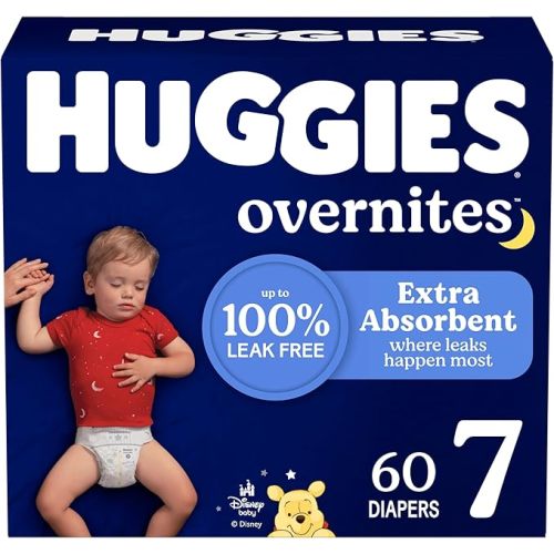 Huggies Size 7 Overnites Baby Diapers: Overnight Diapers, Size 7 (41+ lbs), 60 Ct, Packaging May Vary