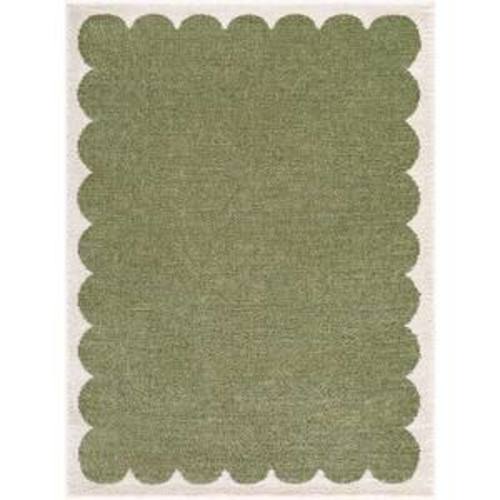ELLE Decor Rivoli 7 ft. x 10 ft. Green/Cream Solid Color Machine Washable Area Rug