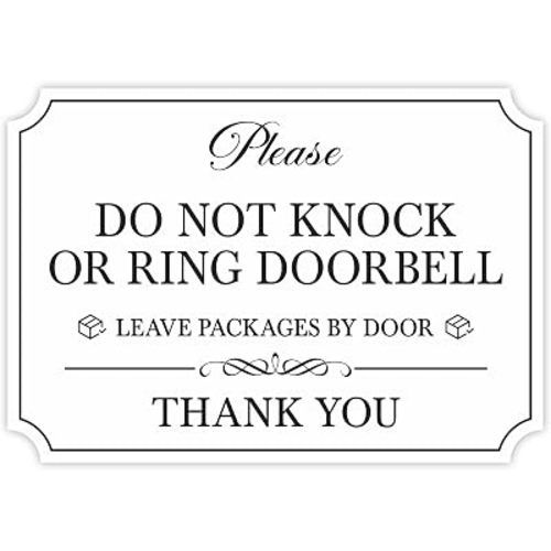 Do Not Knock or Ring Doorbell Sign Sticker, Self-Adhesive Waterproof | Do Not Knock Sign for Front Door, No Soliciting Decals for Doorbell, House Door, Home, Business