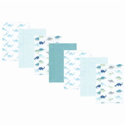 Hudson Baby Flannel Burp Cloth 7pk, Soft Teal Dino, One Size