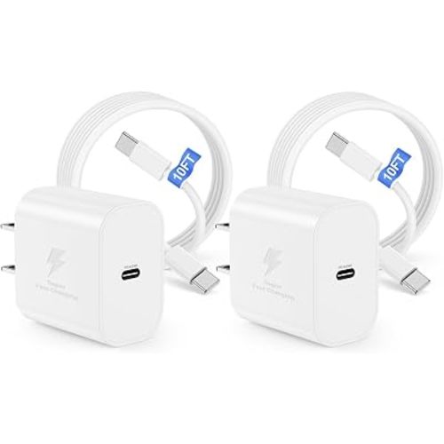 40W iPhone 17 16 15 Charger Fast Charging, 2Pack USB C Super Fast Charger Block and Long Type C to C Cable Cord 10ft for Apple iPhone 17 Pro Max/17 Air/16 Pro/16 Pro Max/15 Plus/15 Pro/iPad Plug Cube