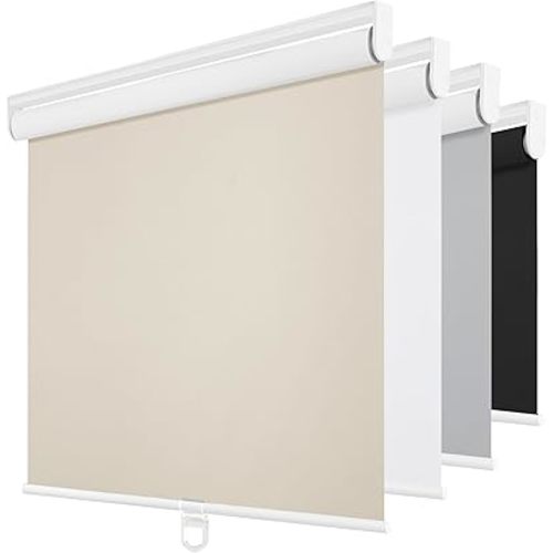 ChrisDowa Blackout Roller Shades Pull Down, Cordless Window Blinds for Home