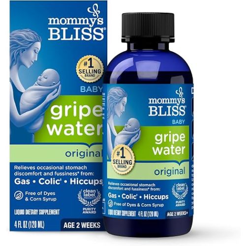 Mommy's Bliss Gripe Water Original, Infant Gas & Colic Relief, Gripe Water for Babies, Gentle & Safe, 2 Weeks+, 4 Fl Oz (Pack of 1)