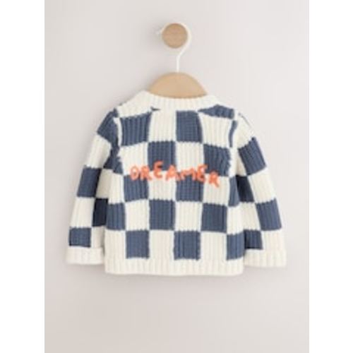 Buy Blue Embroidered Slogan Knitted Baby Cardigan (0mths-2yrs) from Next USA