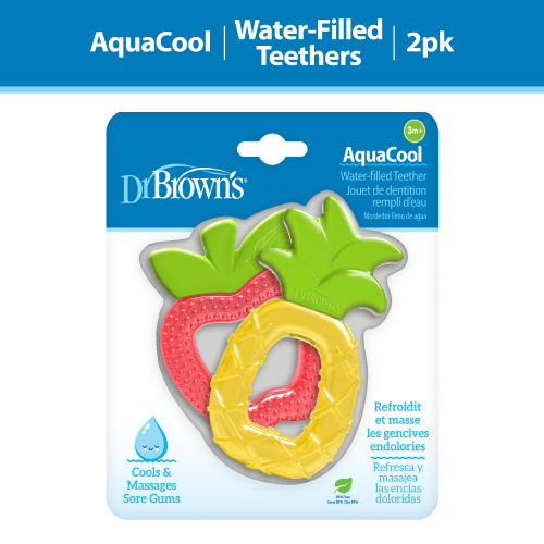 Dr. Brown's Aqua Cool Water-Filled Baby Teether, Cool Relief, BPA Free, Pineapple/Apple, 3m+, 2 Pack