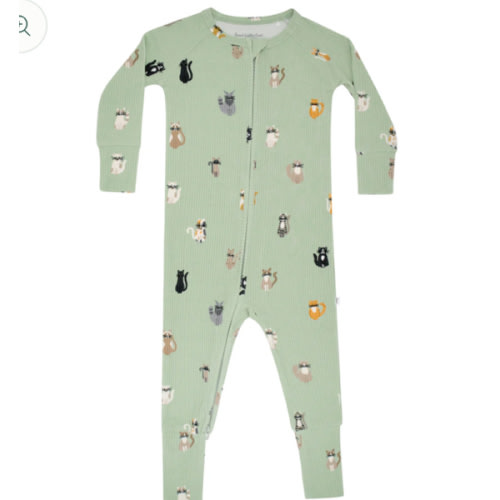 Cats Small Ribbed Zip Romper