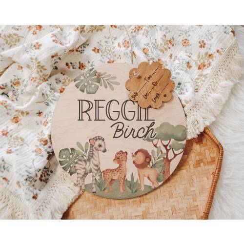 Hospital Name Sign, Door Hanger Boy, Safari Baby Doorhanger, Jungle Nursery Name Sign, Birth Stats Newborn Announcement, Shower Gift