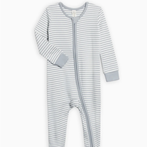 Peyton Zipper Sleeper in Mist Stripe | Colored Organics