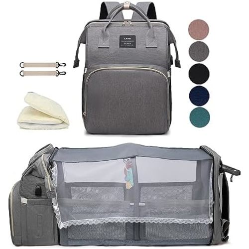houscly Diaper Bag Backpack with Changing Station, 25L Large Capacity