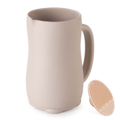 Baby Bath Rinse Cup Rinsing Hair Water Pourer, Baby Bath Pitcher Hair Washing Control The Flow Rinser Cup（Grayish Beige）