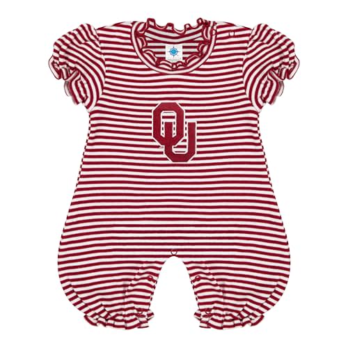 Creative Knitwear College Baby Striped Puff Sleeve Romper - Team Logo, Many Colors, for Girls (Newborn-12 Months)