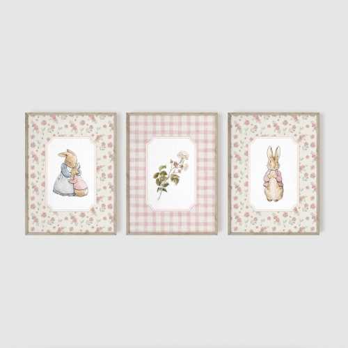 Peter Rabbit 3 Set Print, Farm Nursery Decor, Vintage Nursery, Beatrix Potter, Peter Rabbit Prints, Pink Girl Nursery Decor, New Baby Gift