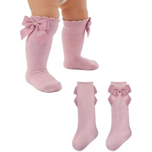 American Trends Baby Knee High Socks Long Infant Toddler Socks for Baby Girls Bow Stocking