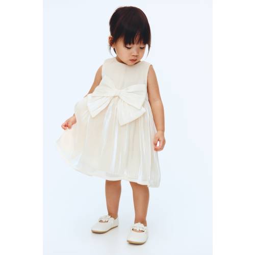 BOW-DETAIL ORGANZA DRESS