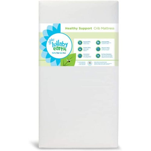 Lullaby Earth Non-Toxic Crib Mattress - Waterproof - Fits Standard Baby and Toddler Bed, White