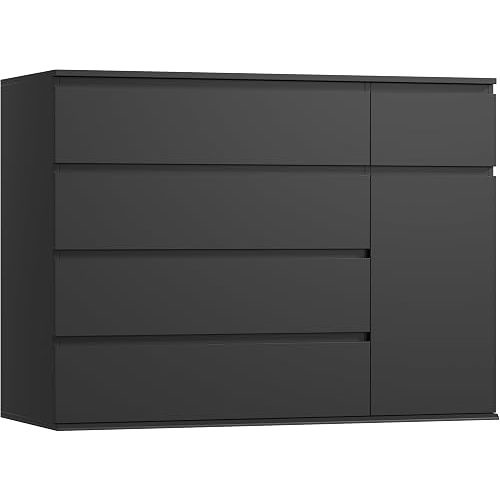 FOTOSOK Black Dresser, Dresser for Bedroom, Wide Chest of Drawers