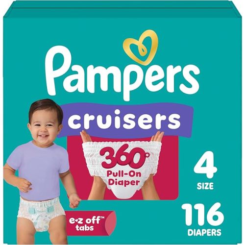 Pampers Diapers - Cruisers 360 - Size 4, 116 Count, Babyproof up to 100% Leakproof Pull-On Diaper
