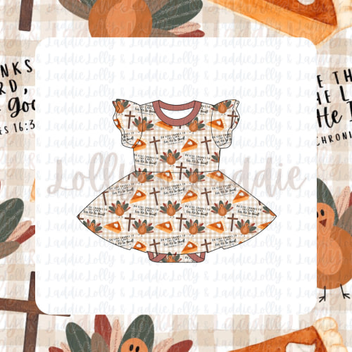 Give Thanks - Short Sleeve Twirl Dress with Bodysuit (PRE-ORDER)