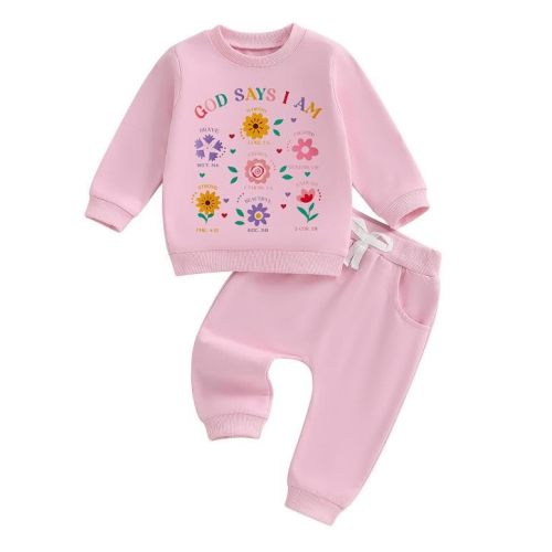 Baby Girl Clothes 2Piece Set Letter Sweatshirt Pants Toddler Outfits | Toddler Outfit Pretty Eyes and Chubby Things Letter Printed Pullover Sweatshirt Tops Jogger Pants Infant Winter Fall Clothes