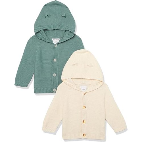 Amazon Essentials Unisex Babies' Hooded Sweater, Pack of 2