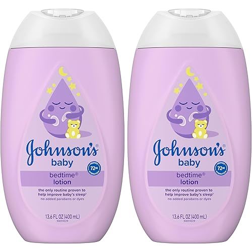 Johnson's Moisturizing Bedtime Baby Lotion with Coconut Oil & NaturalCalm Aromas to Help Relax Baby, Hypoallergenic & Free of Parabens, Phthalates & Dyes, Mild Skin Care, 13.6 fl. Oz (Pack of 2)