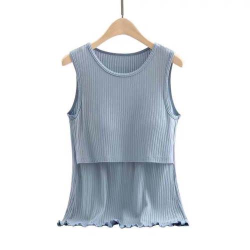 Edvintorg Nursing Tops Women Solid Color Sleeveless Round-Neck Breastfeeding Shirts Summer Maternity Clothes Casual Pregnancy Clothes for Women