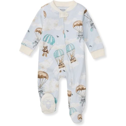 Burt's Bees Baby Boys Sleep and Play PJs, 100% Organic Cotton One-Piece Zip Front Romper Jumpsuit Pajamas