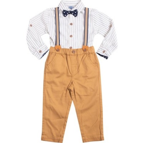 Little Lad Infant Boy's 4-Piece Suspender Pants Set, Size: 6/9m