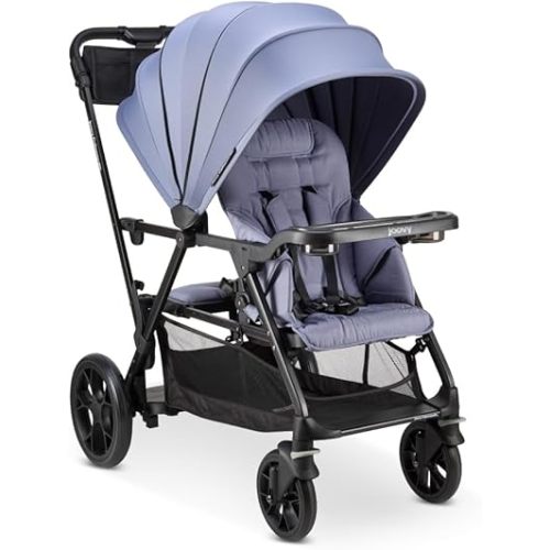 Joovy Caboose RS Sit & Stand Double Stroller for Children Up to 55 lb. with All-Terrain Wheels, UPF50+ Sun Canopy & Magnetic 5-Point Safety Harnesses, Slate