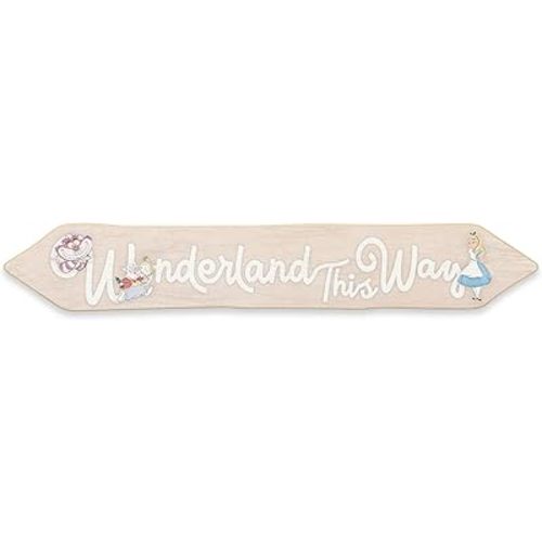 Disney Alice in Wonderland This Way Arrow Wood Wall Decor - Fun Alice in Wonderland Sign for Kids' Bedroom or Playroom