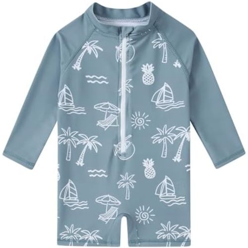 uideazone Baby Toddler Boys Zipper Rash Guard Swimsuit UPF 50+ One Piece Beach Swimwear Bathing Suits 3-36 Months