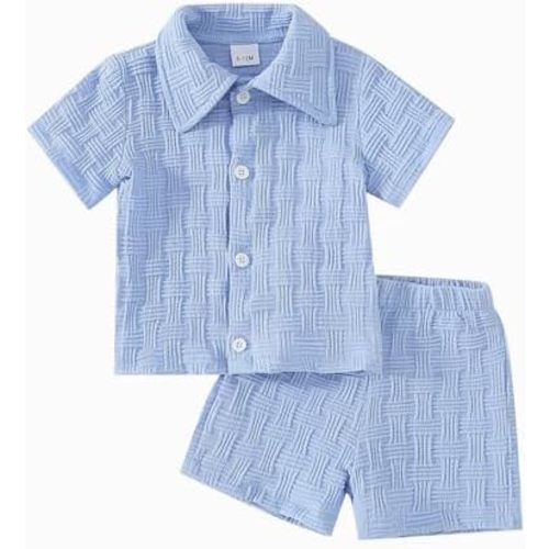 Toddlers and Baby Boys' Summer Clothes Infant Boy Button-town Shirt and Short Set Outfits